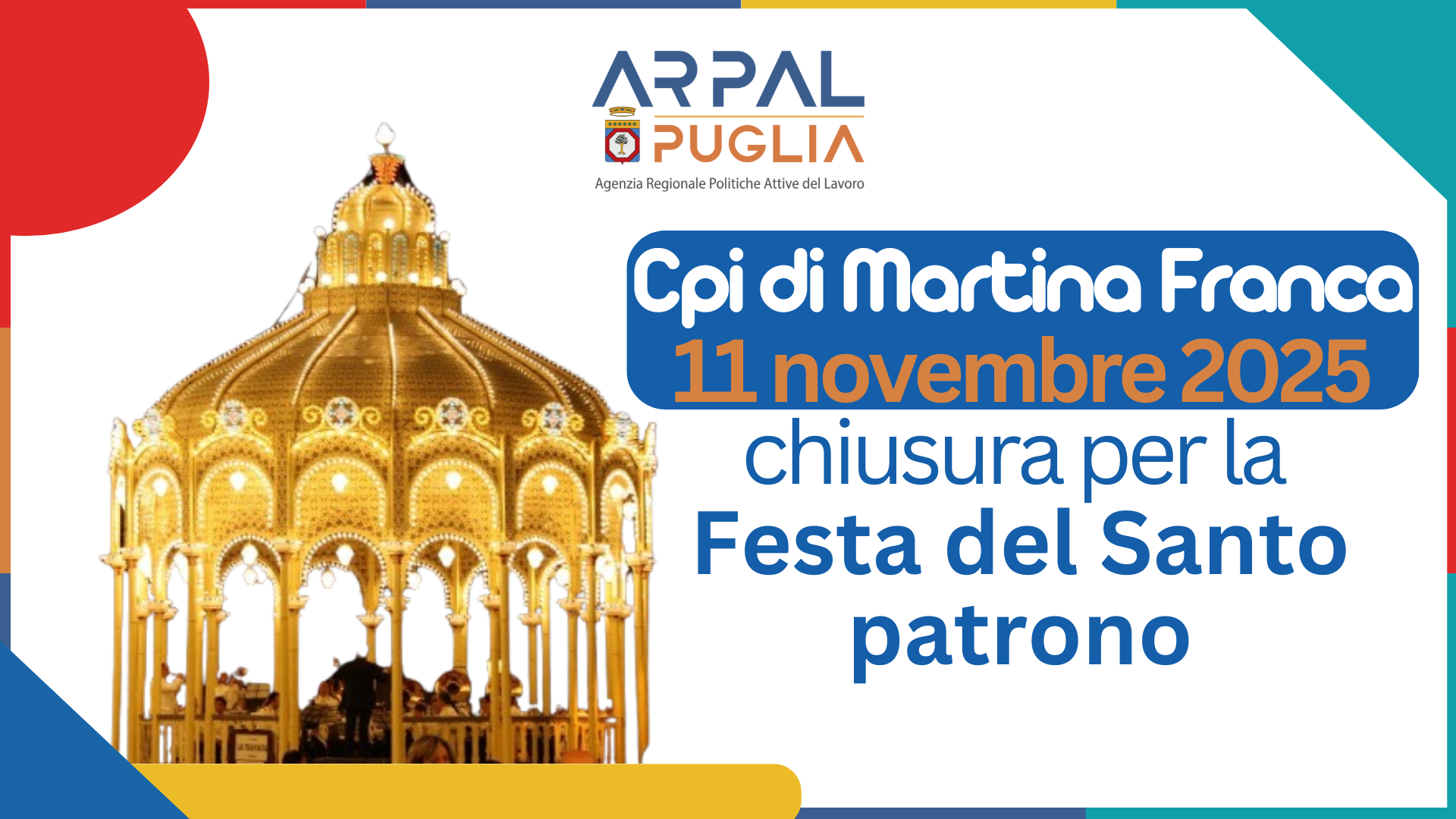 Chiusura Cpi di Martina Franca giorno 11 novembre 2025